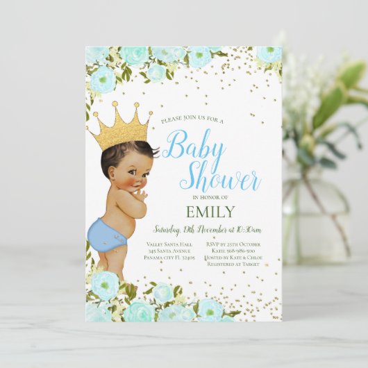 Bewerkbare jongensprins uitnodiging (Staand voorkant)