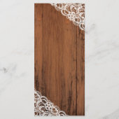 BEWERKBARE KANT KLEUR Rustiek hout bruiloft Menu (Achterkant)