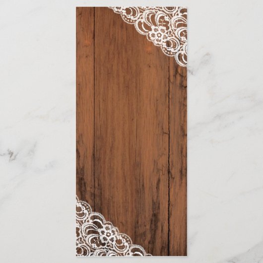 BEWERKBARE KANT KLEUR Rustiek hout bruiloft Menu (Achterkant)