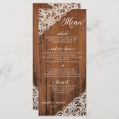 BEWERKBARE KANT KLEUR Rustiek hout bruiloft Menu (Voorkant / Achterkant)