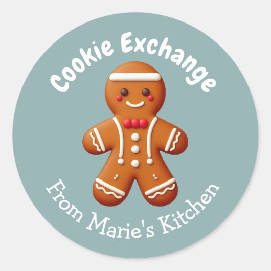 Bewerkbare kerst Cookie Exchange Party Ronde Sticker (Voorkant)