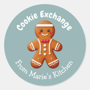 Bewerkbare kerst Cookie Exchange Party Ronde Sticker