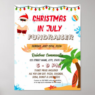 Bewerkbare kerst in juli flyer poster