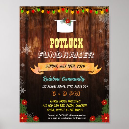 Bewerkbare kerst potluck event flyer poster (Voorkant)
