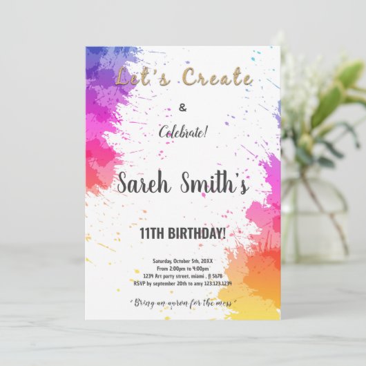 Bewerkbare Kinder kunstfeest Dank u of Nodig Kaart (Staand voorkant)