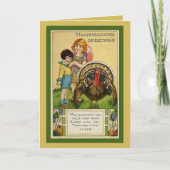 Bewerkbare Kinderen met Turkije Thanksgiving Kaart (Voorkant)