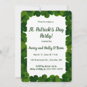 Bewerkbare Klaver St. Patrick's Day Feestje Kaart (Voorkant)