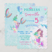 Bewerkbare kleine zeemeermin verjaardag kaart (Voorkant / Achterkant)