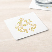 BEWERKBARE KLEUR AC Monogram CA Monogram Onderzett Vierkante Kartonnen Onderzetter (Schuin)