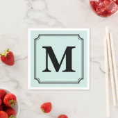 Bewerkbare kleur achtergrond ticket rand monogram servetten (Insitu)