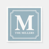 Bewerkbare kleur Achtergrond Witte Naam Monogram Servet (Voorkant)