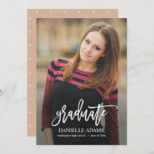 Bewerkbare kleur afstudeer aankondiging met witte (Voorkant / Achterkant)