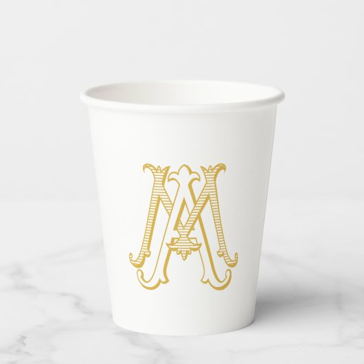 BEWERKBARE KLEUR AM Monogram MA Monogram Papier Cu Papieren Bekers (Achterkant)