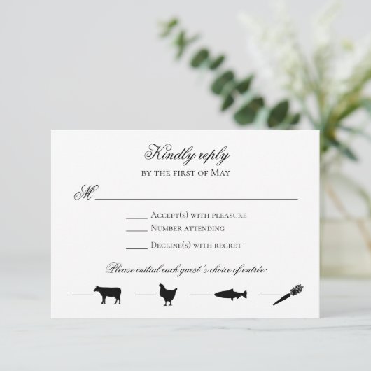 BEWERKBARE KLEUR Antwoordkaart met menu-pictogramm Kaart (Staand voorkant)