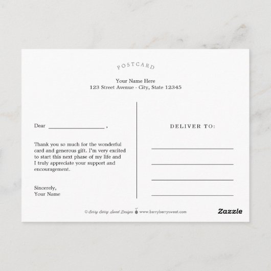 Bewerkbare kleur bij zijschrijven Dank u Briefkaar Briefkaart (Achterkant)