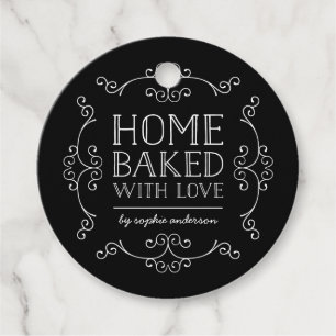 Bewerkbare kleur bloeit thuis gebakken met liefde bedankjes labels