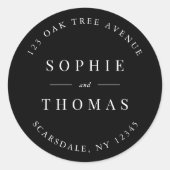 Bewerkbare kleur Bruiloft Retouradres Modern Ronde Sticker (Voorkant)