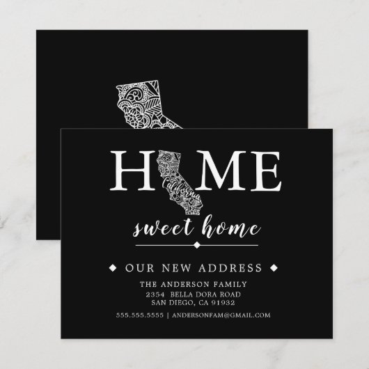 Bewerkbare kleur CALIFORNIA Bewegende Aankondiging (Voorkant / Achterkant)