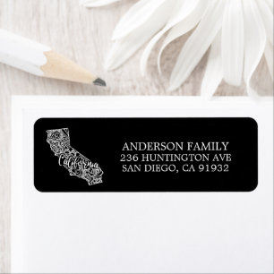 Bewerkbare kleur CALIFORNIA Bewegende Aankondiging Etiket