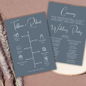 Bewerkbare kleur Dusty Blue Wedding Timeline Programma