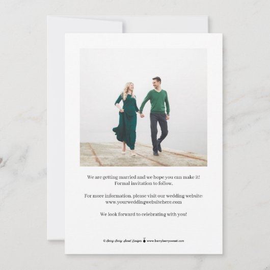 Bewerkbare kleur geborsteld charm opslaan Datum Ka Bedankkaart (Achterkant)