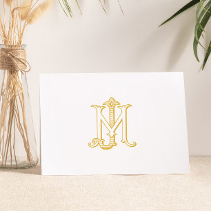 BEWERKBARE KLEUR JM Monogram MJ Monogram Notecard Kaart