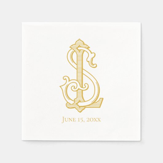 BEWERKBARE KLEUR LS Monogram SL Monogram Servetten (Voorkant)