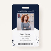 Bewerkbare kleur medewerker foto ID QR & barcode Badge (Voorkant)