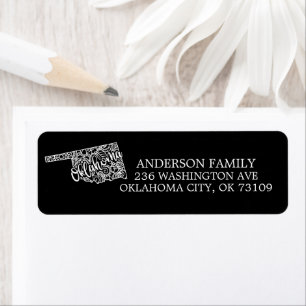 Bewerkbare kleur OKLAHOMA Bewegende Aankondiging Etiket