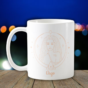 Bewerkbare kleur Peach Virgo Zodiac Sign Koffiemok