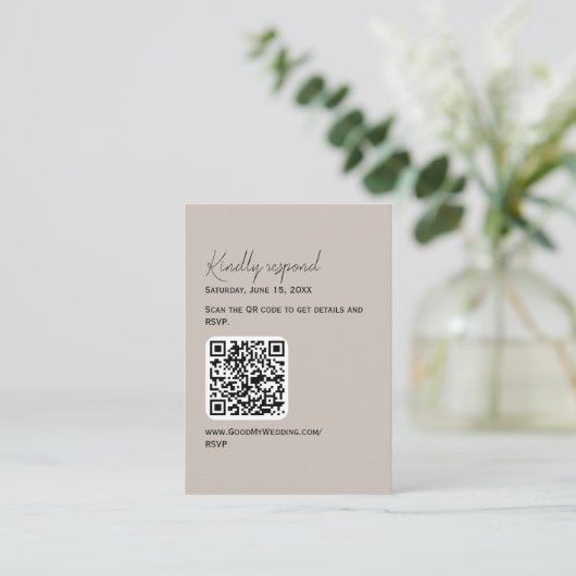 Bewerkbare Kleur QR Code RSVP Kaart (Staand voorkant)