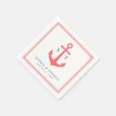 Bewerkbare Kleur Rand Monogram Anker Bruiloft Servet (Hoek)