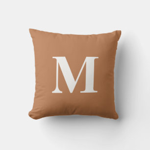 Bewerkbare Kleur Roest Oranje Witte Monogram Initi Buitenkussen