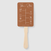 Bewerkbare kleur Terracota bruiloft programma Handwaaier (Voorkant)