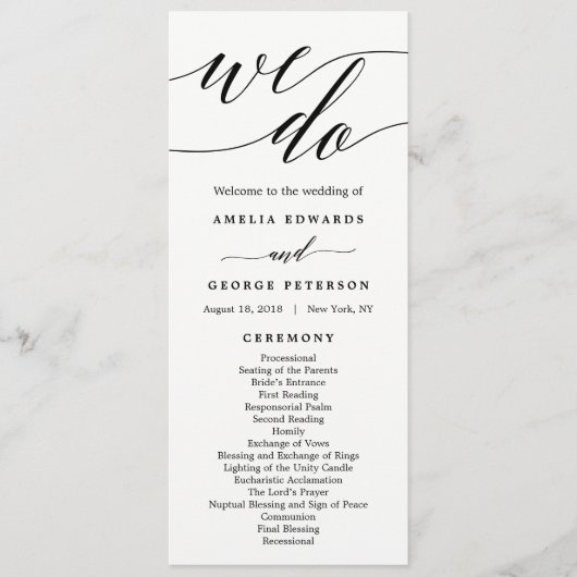 BEWERKBARE KLEUR Trouwceremonie Programma #MSC (Voorkant)