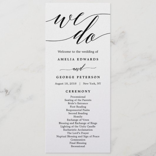 BEWERKBARE KLEUR Trouwceremonie Programma #MSC (Voorkant)