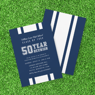 Bewerkbare kleur Varsity 50 jaar klasse reünie Kaart