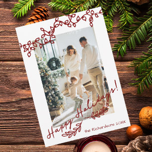 Bewerkbare kleur Whimsical Christmas Doodles Foto Feestdagenkaart