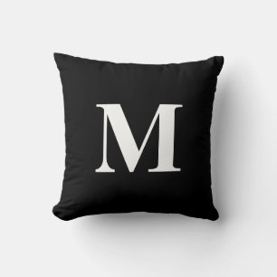 Bewerkbare Kleur Zwart Wit Monogram Kussen