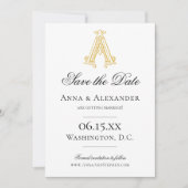 BEWERKBARE KLEUREN A Monogram A Crest Save the Dat Save The Date (Voorkant)