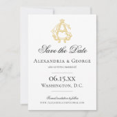 BEWERKBARE KLEUREN AG Monogram GA Monogram Uitnodi Save The Date (Voorkant)