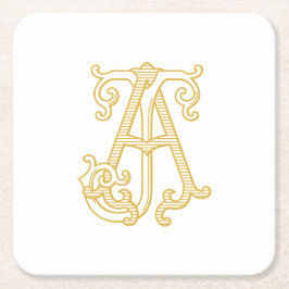 BEWERKBARE KLEUREN AJ Monogram JA Logo Onderzetter