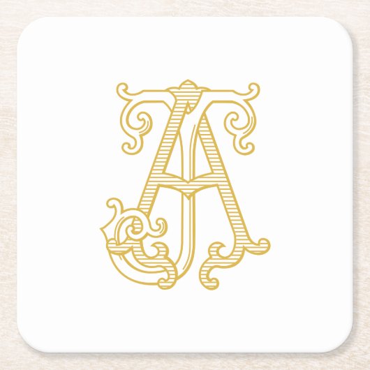 BEWERKBARE KLEUREN AJ Monogram JA Logo Onderzetter (Voorkant)