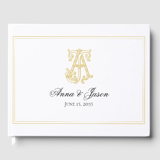 BEWERKBARE KLEUREN AJ Monogram JA Monogram Gastboe Gastenboek (Voorkant)