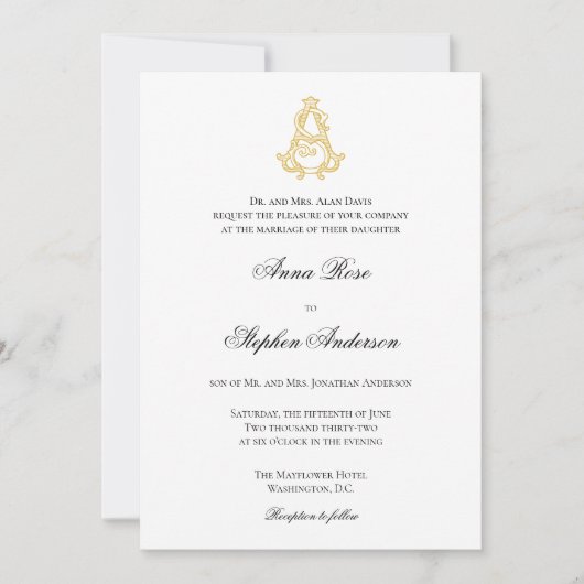 BEWERKBARE KLEUREN ALS Monogram SA Monogram Uitnod Kaart (Voorkant)