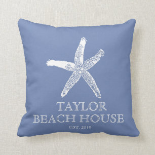 Bewerkbare kleuren Blauwe Starvis Beach House Pill Kussen
