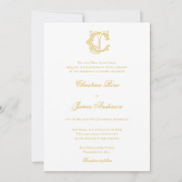 BEWERKBARE KLEUREN CJ Monogram JC Logo Invitation Kaart