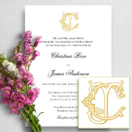 BEWERKBARE KLEUREN CJ Monogram JC Logo Invitation Kaart