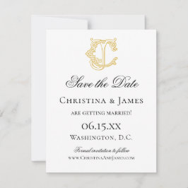 BEWERKBARE KLEUREN CJ Monogram JC Monogram Uitnodi Save The Date