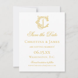 BEWERKBARE KLEUREN CJ Monogram JC Monogram Uitnodi Save The Date